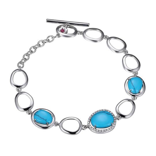 Sterling Silver Bracelet with Synthetic Turquoise & Cubic Zirconia by ELLE