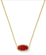 Elisa Gold Plated Bright Red Drusy Short Pendant Necklace by Kendra Scott