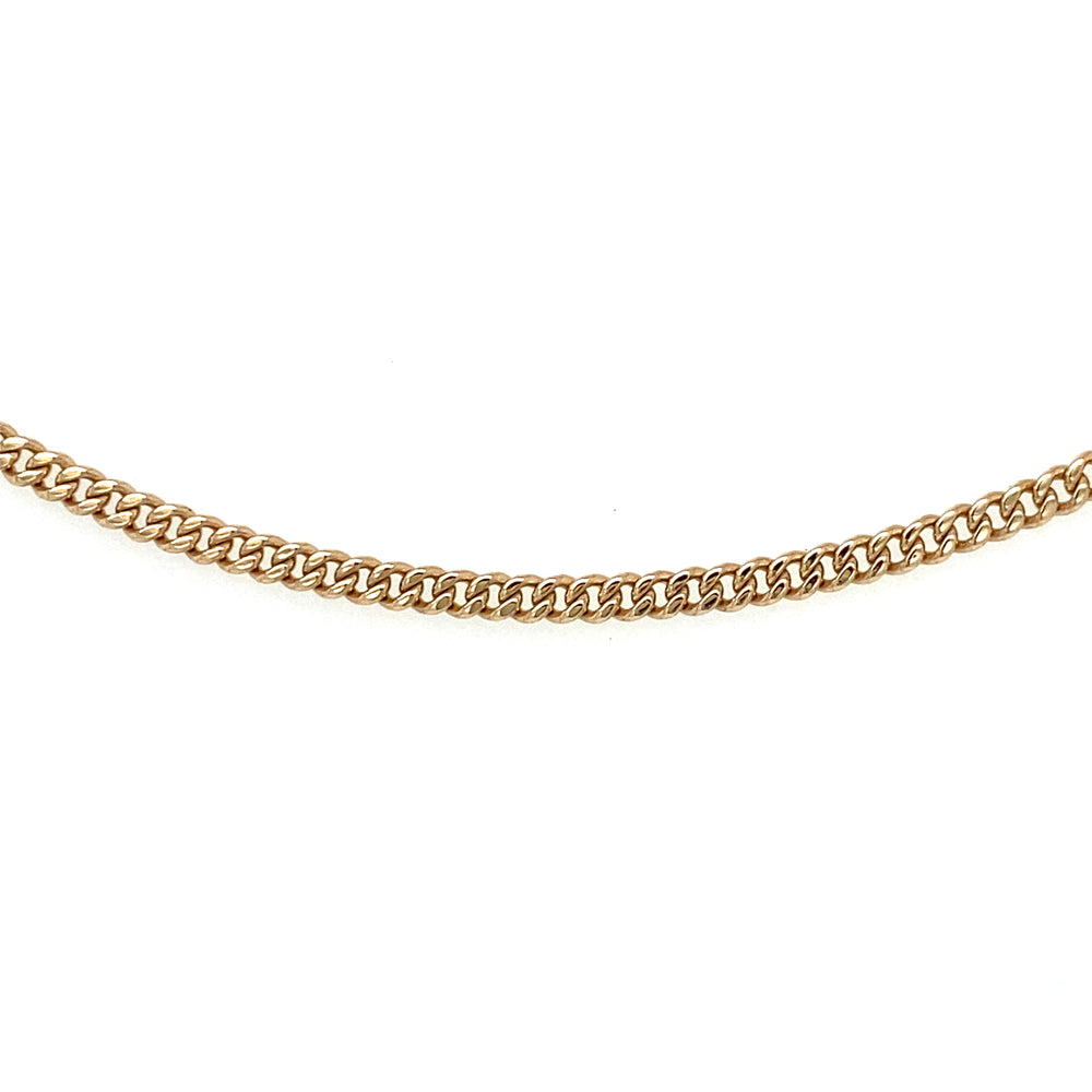 Estate 10K Yellow Gold 2mm Curb Chain Choker with Large Spring Ring Clasp