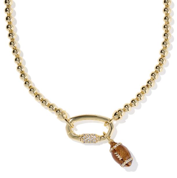 Football Gold White CZ Metal Strand Necklace by Kendra Scott
