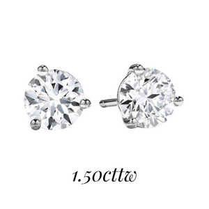 18K White Gold HOF 1.50cttw VS-SI I-J  Round Solitaire Diamond Earrings