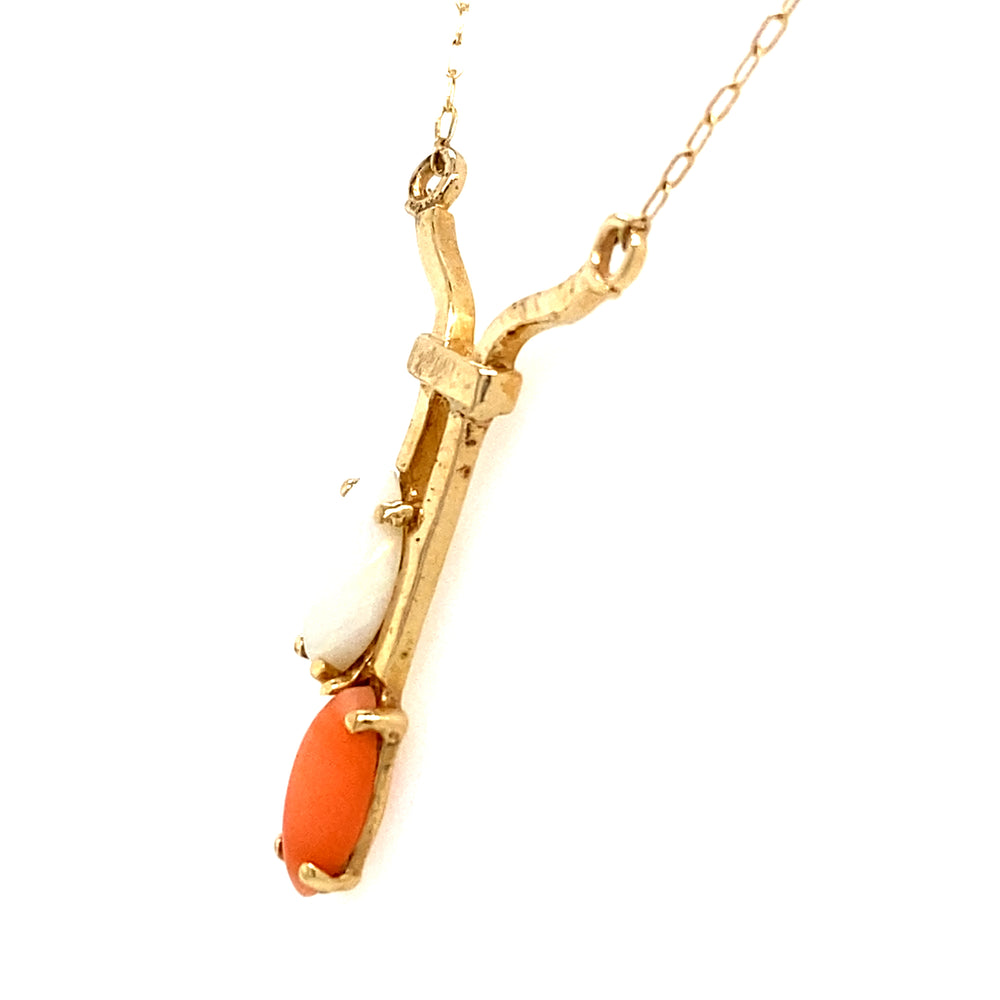 Estate Opal & Coral Lavalier Necklace