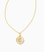 Letter C Gold Plated Disc Pendant in Iridescent Abalone by Kendra Scott