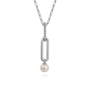 Sterling Silver 0.77ct Fresh Water Pearl Bujukan Drop Necklace by Gabriel