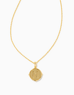 Letter N Gold Plated Disc Pendant in Iridescent Abalone by Kendra Scott