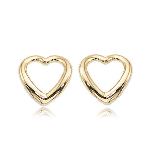 14K Yellow Gold Open Heart Earrings