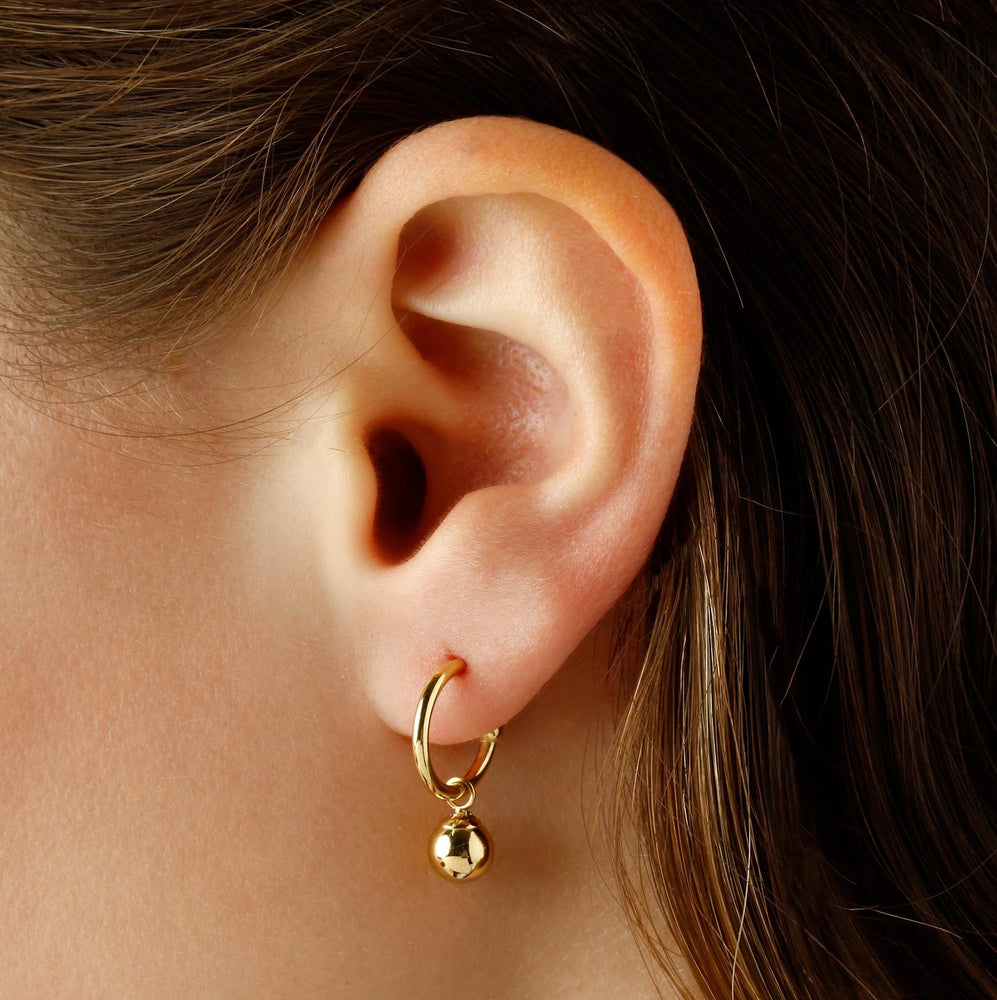 14K Yellow Gold Earrings with 6mm Ball Drop