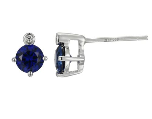 Sterling Silver Created Sapphire Birthstone Earrings by ELLE