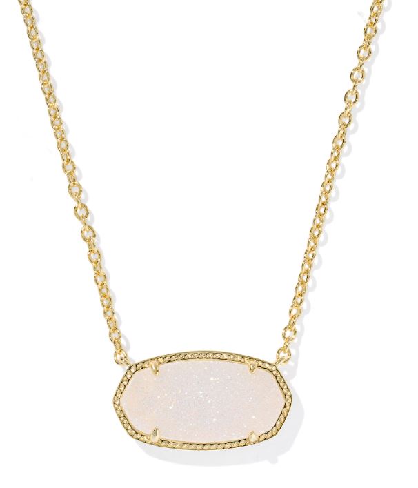 Elisa Statement Gold Plated Iridescent Drusy Short Pendant Necklace by Kendra Scott