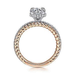 Vetta - 14K White-Rose Gold Round Diamond Engagement Ring