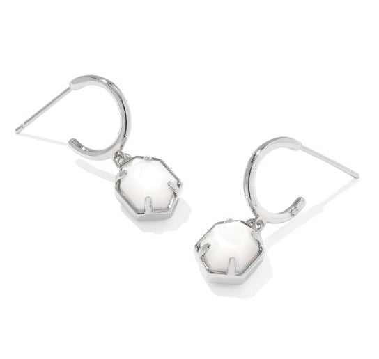 Tomon Silver Ivory MOP Huggie Earrings by Kendra Scott