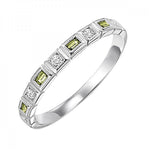 10K White Gold, 0.05cttw Peridot &  0.16cttw I2 Diamond Stackable Band