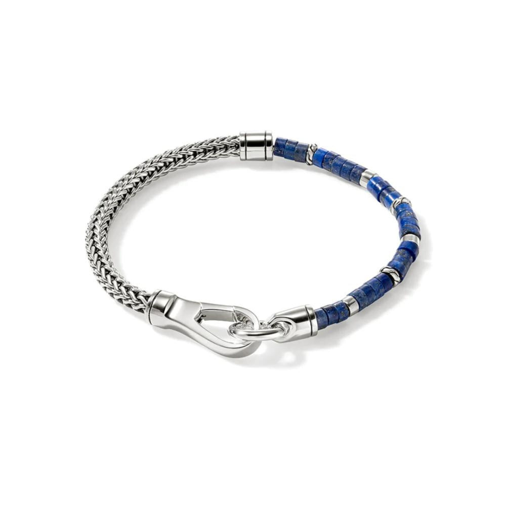 Heishi Silver Bracelet with Lapis Lazuli Beads Sz UL by John Hardy