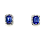 14K White Gold 2.30cttw Tanzanite & 0.20cttw Diamond Earrings