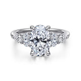 Estefani - 14K White Gold Oval Diamond Engagement Ring