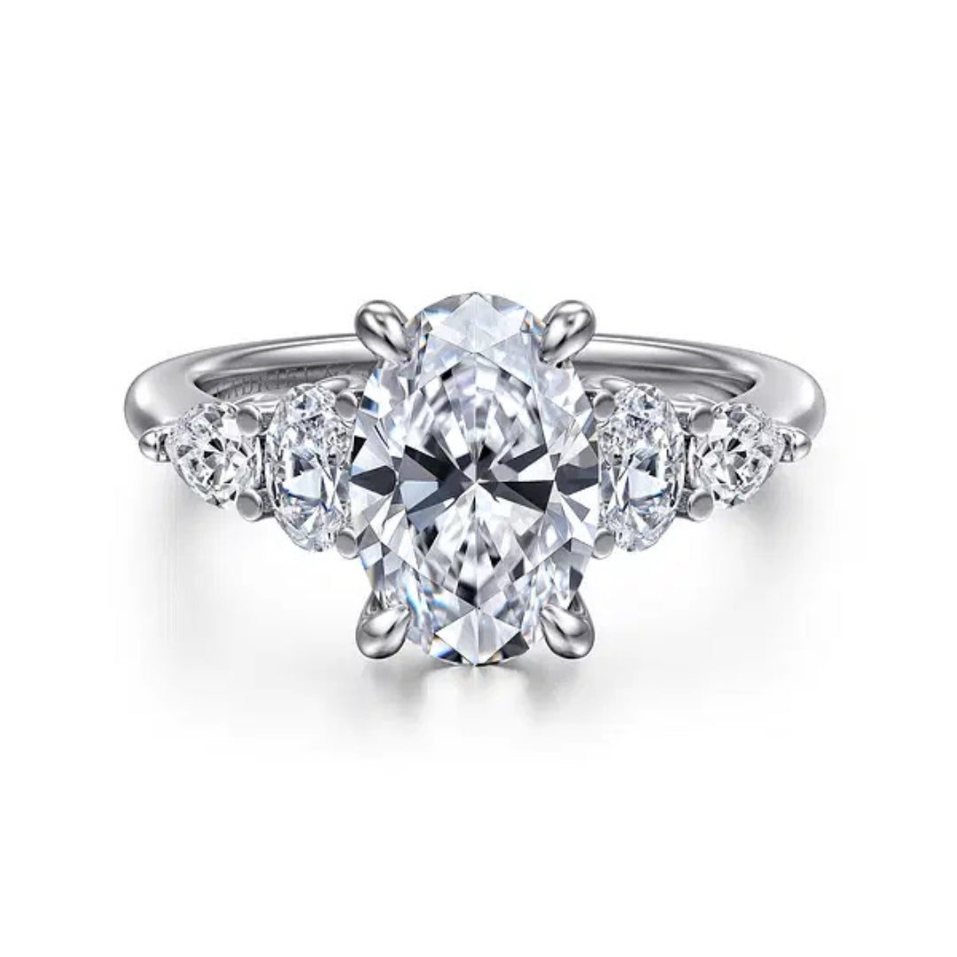 Estefani - 14K White Gold Oval Diamond Engagement Ring