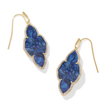 Abbie Gold Plated Navy Abalone Pave Frame Drop Earrings by Kendra Scott