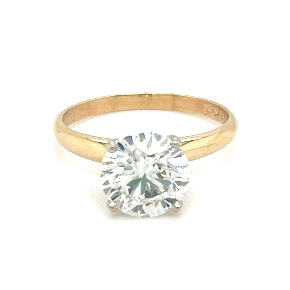 14K Yellow & White Gold LAB GROWN 2.10ct G VS1 Round Cut Diamond Engagement Ring