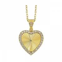 Steel Yellow Gold Plated Heart with CZ