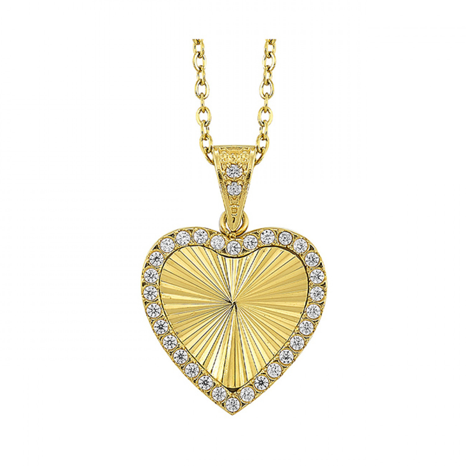 Steel Yellow Gold Plated Heart with CZ