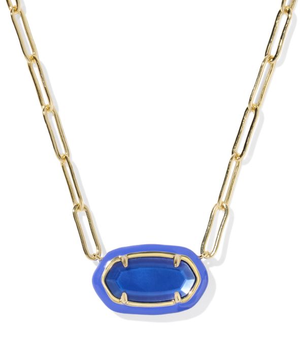 Elisa Gold Plated Cobalt Illusion Enamel Frame Paperclip Necklace by Kendra Scott