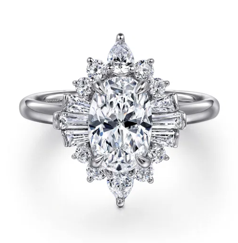 14K White Gold 0.66cttw G-H VS2/SI2 Diamond Oval Halo Semi-Mount Engagement Ring by Gabriel