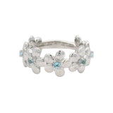 14K White Gold Swiss Blue Topaz Floral Ring by Gabriel