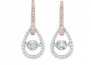 10K White & Rose Gold 0.25cttw Rhythm of Love Earrings