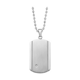 Mens Steel Tag Pendant with 0.02ct Diamond