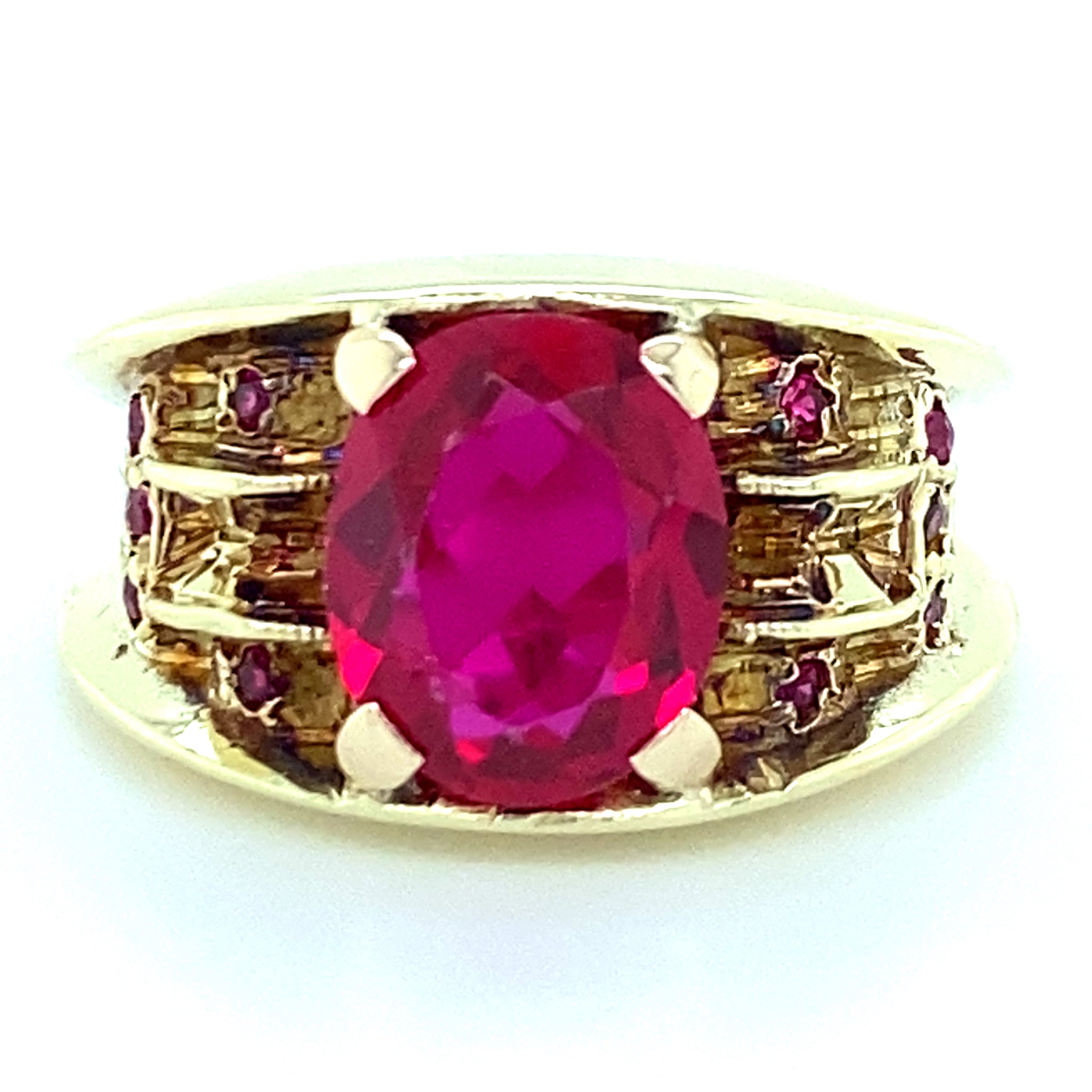 Estate Synthetic Ruby Split Shank Ring