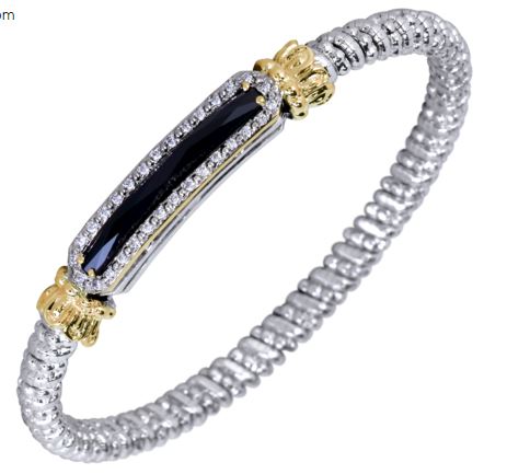 Sterling Silver & 14K Yellow Gold 0.23cttw Diamond & Black Onyx Bracelet by Vahan