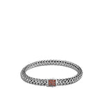 Icon Silver Sm Reversible Bracelet with Treated Blk Sapphire & Garnet Sz M by John Hardy