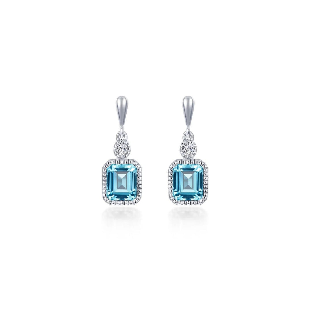 SS/PT 1.82cttw Simulated Diamond & Simulated Aquamarine Earrings