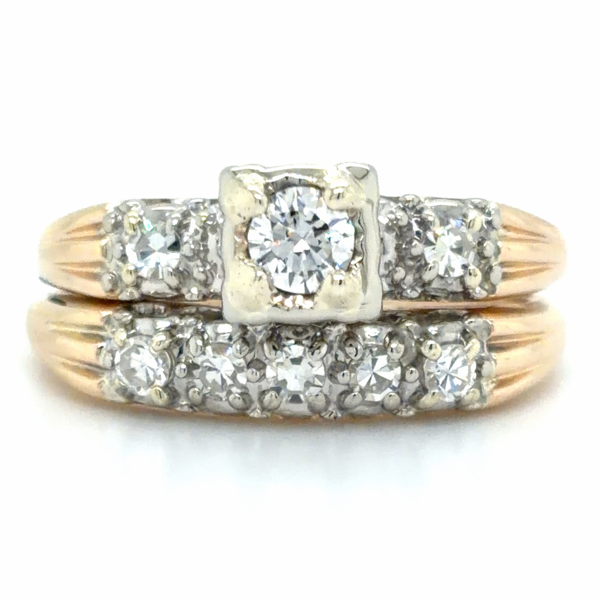 Estate 0.58cttw Diamond Vintage Wedding Set
