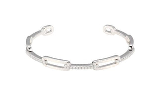 Sterling Silver Paperclip Cuff with CZ by Charles Garnier