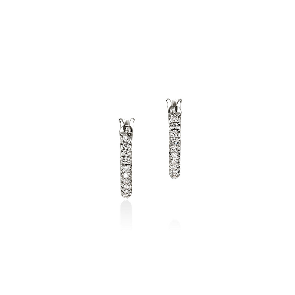 JH Essentials Silver Diamond Pave Hoop Earrings by John Hardy