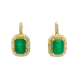 14K Yellow Gold 2.05cttw Emerald & 0.36cttw Diamond Earrings