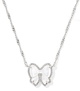 Haley Bow Silver Ivory Mother of Pearl Short Pendant Necklace by Kendra Scott