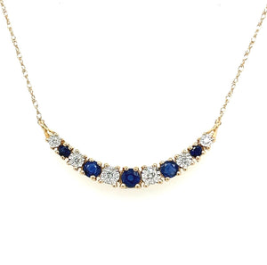 14K Yellow Gold 0.40cttw Sapphire & 0.10cttw H/I SI Diamond Necklace