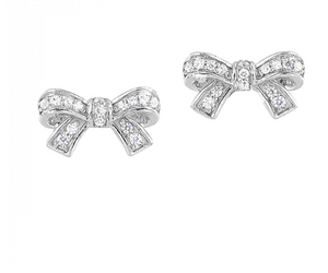 10K White Gold 0.14cttw Diamond Ribbon Earrings