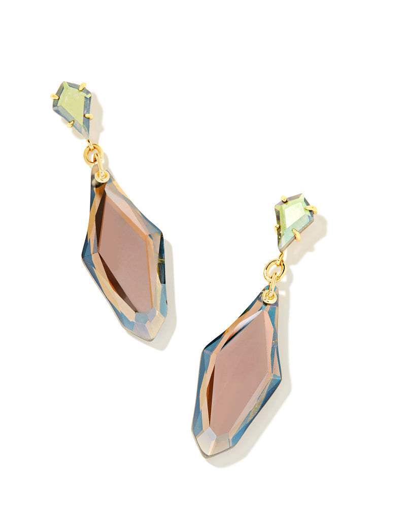 Alexandria Gold Plated Statement Earring with Gray Dichroic Glass by Kendra Scott