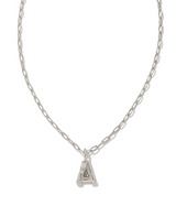 Crystal Letter A Silver White CZ Short Pendant Necklace by Kendra Scott