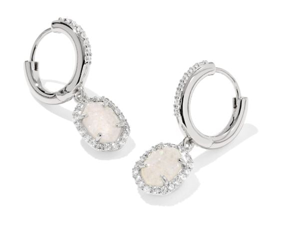 Daphne Silver Iridescent Drusy Crystal Frame Huggie Earrings by Kendra Scott