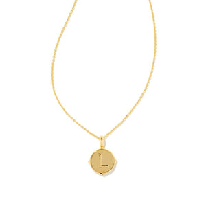 
            
                Load image into Gallery viewer, Letter L Gold Plated Disc Pendant in Iridescent Abalone by Kendra Scott
            
        