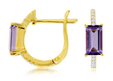 14K Yellow Gold Amethyst & Diamond Earrings by RJM