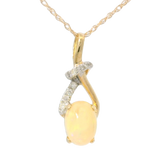 14K Yellow Gold 0.50ct Opal & 0.06cttw Diamond Pendant Necklace by RJM