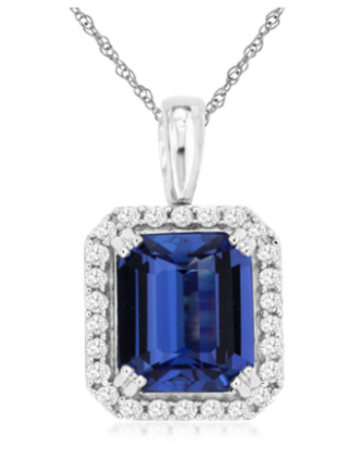 14K White Gold 2.60ct Tanzanite & 0.20ccttw Diamond Pendant Necklace by RJM