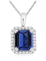 14K White Gold 2.60ct Tanzanite & 0.20ccttw Diamond Pendant Necklace by RJM