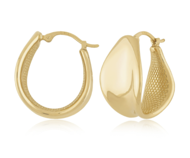 14K Yellow Gold Medium Graduated Plain Hoops