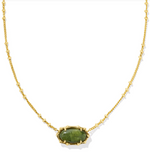 Elisa Gold Plated Sage Serpentine Bamboo Frame Short Pendant Necklace by Kendra Scott